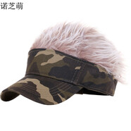 諾芝萌假發(fā)帽子親子帽子男女兒童棒球帽 個(gè)性嘻哈街舞鴨舌帽彎檐太陽(yáng)帽 軍綠迷彩棕發(fā) 均碼 成人款