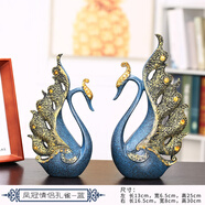 奇雅萊麋鹿擺件創(chuàng)意家居客廳裝飾酒柜電視柜玄關(guān)辦公室歐式喬遷結(jié)婚禮物 歐式鳳冠孔雀擺件-藍