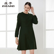 ZORANZI 莊子女裝長(cháng)袖圓領(lǐng)中腰女裙女士秋冬純色氣質(zhì)修身連衣裙WDL33111 606 XL 170/92A