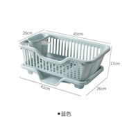 森谷棲云碗筷瀝水收納盒廚房碗盤(pán)收納籃水槽碗碟架家用臺面濾水碗柜筐 藍色A款 1層