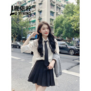 鹿依檸jk制服連衣裙女2024秋冬新款女裝韓國(guó)學(xué)姐?；▽W(xué)院風(fēng)學(xué)生套裝裙子 襯衫+百褶短裙 XL