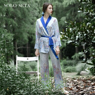 Solo seta斷碼孤品女士真絲睡衣家居服套裝睡袍印花時尚輕奢四季款 22姆米艾娜套裝 XL