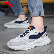 安踏男鞋冬季休閑鞋秋季網(wǎng)面透氣跑步鞋輕便緩沖男士戶(hù)外運動(dòng)鞋子男 濁普藍/象牙白/一度灰 42.5