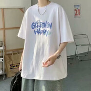 潮西登短袖T恤男bf原宿風(fēng)夏季情侶裝七ulzzang上衣服生短袖韓版 白色 M