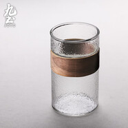 九土日式玻璃杯男女便捷泡茶杯隔熱耐熱杯子辦公室過(guò)濾茶杯冷飲咖啡杯 無(wú)蓋無(wú)月牙錘紋款