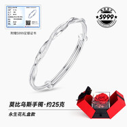 銀千惠莫比烏斯環(huán)999足銀手鐲女士實(shí)心銀鐲子七夕情人節(jié)生日禮物送女友 手鐲/約25克+豪華永生花禮盒 玫瑰禮盒送老婆/時(shí)尚飾品配證書(shū)