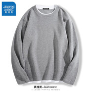 真維斯（JEANSWEST） 華夫格長袖男衛(wèi)衣2025年秋冬新款情侶裝休閑寬松加大碼胖子顯瘦 灰 L(推薦體重110斤-130斤左右)