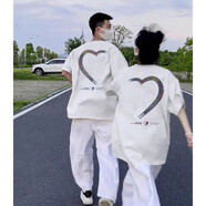 MDlila【兩件裝】情侶裝短袖t恤2025新款一男一女夏裝季套裝衣服團體服 白色男款+白色女款 L 男/女M