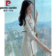 皮爾卡丹（pierre cardin）格子西裝裙2025年新款春秋女裝時(shí)尚氣質(zhì)修身顯瘦小個(gè)子百褶連衣裙 連衣裙 L 【108-119斤】