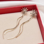 海雯妮 飾品925銀針耳環(huán)女耳飾 簡(jiǎn)約雪花流蘇長(cháng)款氣質(zhì)耳墜一款兩戴耳釘配飾裝飾 煙灰色鉆