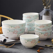 華光骨瓷碗套裝十件套 釉中彩抗菌餐具套裝 6寸面碗4.5米飯碗 10只碗 花語(yǔ)情絲