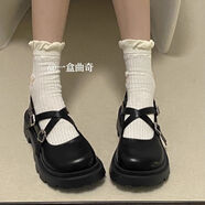 夢(mèng)伊藍(lán)女童小皮鞋2025春季新款黑色漆皮瑪麗珍兒童厚底大頭鞋英倫風(fēng)單鞋 黑色 27碼內(nèi)長(zhǎng)約16.7cm