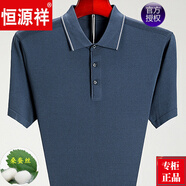 恒源祥 短袖T恤男士桑蠶絲夏季中年半袖爸爸裝加大碼保羅衫 3037-灰色 L 175碼
