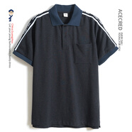 瑞質(zhì)（Acecred）中年爸爸夏裝運(yùn)動(dòng)休閑短袖t恤男中老年人大碼寬松老人爺爺 深花灰 M