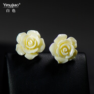 憶奴嬌暗夜玫瑰新款925銀飾品 玫瑰花朵耳釘甜美花瓣耳飾紅色喜慶耳環(huán)個(gè)性百搭日韓氣質(zhì)時(shí)尚首飾禮物 白色