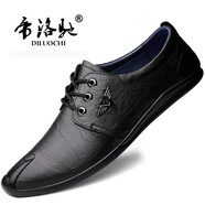 帝洛馳（DILUOCHI）新款豆豆鞋男真皮休閑皮鞋小碼36英倫男士頭層牛皮時尚結(jié)婚駕車鞋 黑色 40 (250mm) 皮鞋碼