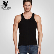花花公子男士背心男夏純棉運動(dòng)吸汗修身打底跨欄無(wú)袖背心男青年透氣 【無(wú)刺繡】黑色 XL