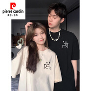 皮爾卡丹（pierre cardin）情侶裝T恤2025新款短袖潮牌比心超火夏季衣服夏裝高級感半袖disoo 女款白色+男款黑色 4XL XXXXL =女4XL+男4XL