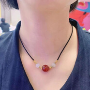 寶夏悅抖音同款紅瑪瑙項鏈手工編織相思豆閨蜜情侶款轉(zhuǎn)運珠吊墜 B款12毫米珠子【項鏈一條】+禮盒