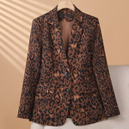 創(chuàng  )京懿選新款2024春秋韓版新款豹紋小西服外套韓版修身長(cháng)豹紋西裝外套女春 BY5923西裝 S