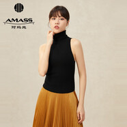 阿瑪施（AMASS）女裝新款高領(lǐng)內(nèi)搭純色打底針織羊絨衫女毛衣5392356 黑 M (3碼)