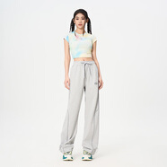 Fun2024新款潮牌街舞褲男女針織長(cháng)褲百搭休閑爵士舞褲訓練運動(dòng)褲 花灰色女-四季薄款 XS