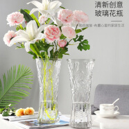 极度空间 花瓶玻璃富贵竹百合玫瑰花瓶插花瓶水培容器家居摆件圆口花瓶