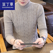 豆丁草高領(lǐng)毛衣男加絨加厚毛衣男士秋冬季半高領(lǐng)韓版針織衫學(xué)生線(xiàn)衣潮 911米色 常規 XL