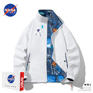 NASA GOOD夾克男雙面穿保暖加厚外套立領(lǐng)情侶上衣高街寬松大碼休閑外套男 白色 XL（145-160）