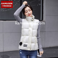 卡姆森2025年新款棉馬甲女韓版秋冬棉服背心外穿學(xué)院風(fēng)休閑馬夾外套女 白色 S【70-90斤】
