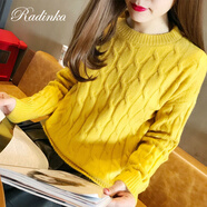 Radinka2024秋冬新款白色毛衣女韓版寬松學(xué)生麻花原宿風(fēng)打底衫 黃色 S