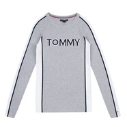Tommy Hilfiger湯米女裝毛線(xiàn)衫 歐美拼色休閑女士圓領(lǐng)長(cháng)袖針織衫 033/499/056 淺灰 現貨速發(fā) L