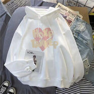 賢語(yǔ)少女連帽衛衣新款春秋款初中高中學(xué)生韓版bf寬松甜美百搭外套 246款-白色薄款 M