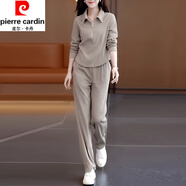 皮爾卡丹（pierre cardin）運(yùn)動(dòng)套裝女春秋季新款時(shí)尚氣質(zhì)洋氣小個(gè)子休閑顯瘦百搭兩件套 卡其色 XL(110-120斤)