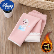 迪士尼（Disney）女童棉外穿打底褲春秋款長(cháng)褲兒童裝寶寶小女孩洋氣公主褲子 粉紅色-蕾絲邊愛(ài)莎-加絨款 140cm