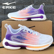 鴻星爾克（ERKE）情侶運動(dòng)鞋男女2024夏季透氣減震回彈輕便跑步鞋弜彈休閑旅游鞋子 正白/熒光鮮橙[男款] 41