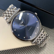 【二手99新】浪琴（LONGINES）男表瑞表嘉嵐系列 商務(wù)休閑超薄自動機(jī)械手表男士 浪琴石英男表 36mm藍(lán)盤鉆刻L4.908.4.97.6【機(jī)械】 進(jìn)口手表+全國包郵+終身售后