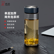 希諾（HEENOOR）玻璃杯單層加厚大容量泡茶杯男士戶外運(yùn)動(dòng)耐熱水杯便攜車載水杯子 【XN-1203】黑色-530ml-帶濾網(wǎng) 新品