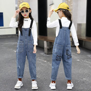 川孩女童秋季背帶褲2019新款12-15歲9兒童女大童初中生女孩秋裝吊帶褲 91058單件背帶褲 150 cm