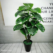 仿真綠植假樹發(fā)財樹落地盆栽大型客廳盆景假花塑料花裝飾仿真樹 1.4米螺紋滴水觀音【+草】