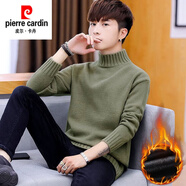 皮爾卡丹（pierre cardin）2024秋冬新款半高領(lǐng)毛衣男針織毛線衫內(nèi)搭打底衫加絨加厚有領(lǐng)中領(lǐng) 147中領(lǐng)毛衣-豆綠 加絨 XL 130-150斤