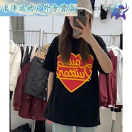 糜嵐精神小妹衣服社會(huì )精神小妹短袖字母愛(ài)心印花T恤韓版休閑百搭男女 黑色版 S SS適合60-85斤