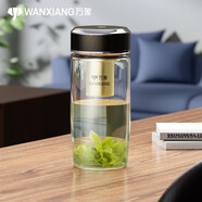 萬象（WANXIANG）單層抗菌玻璃杯男女士辦公高檔送禮泡茶耐高溫茶杯車載商務水杯子 TU56-夜光黃