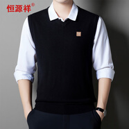 恒源祥羊毛衫背心毛衣V領(lǐng)馬甲針織衫坎肩 08598551 黑色 175 