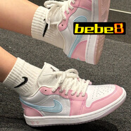 耐克（NIKE）【嚴選好物】bebe8耐克AJ1 NIKE AIR JORDAN 1 low低幫休閑板鞋 貓腳印粉紅HM3706-141 37.5