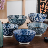美濃燒（Mino Yaki）日本進(jìn)口陶瓷 古染青花陶瓷家用單個(gè)釉下彩復古日式吃飯碗飯碗 天香