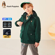 暇步士（Hush Puppies）童裝兒童厚風(fēng)衣冬季新款男女大童純色搖粒絨外套時(shí)尚厚風(fēng)衣 叢林綠 160 cm