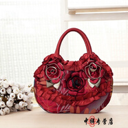 暢印 新款媽媽鑰匙中包潮韓版小手提包帆布包蕾絲女包手機包女式包 酒紅色