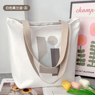 雨凡學(xué)生帆布包單肩包女?huà)屵浔嘲渴痔岚n版布袋子大容量上班通勤 白色莫蘭迪灰