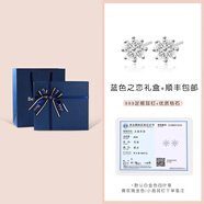 炙真銀樓990銀耳釘女四葉草防脫落耳環(huán)簡(jiǎn)約小巧氣質(zhì)純足銀耳扣耳飾送女友 白金色+證書+藍(lán)色之戀禮盒